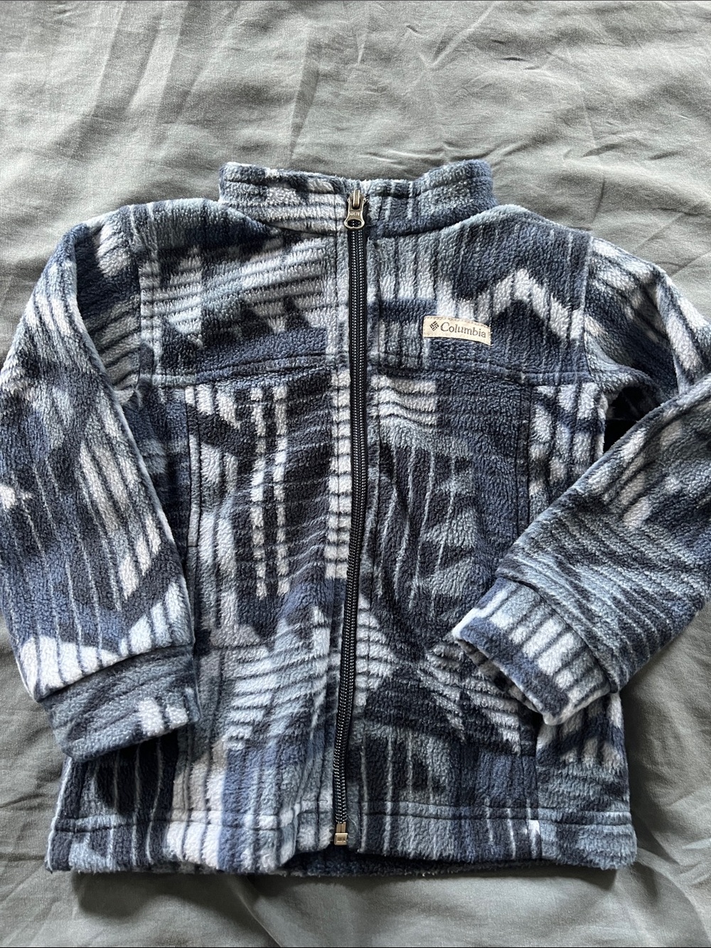 Columbia Blue & Gray Patterned Fleece Jacket